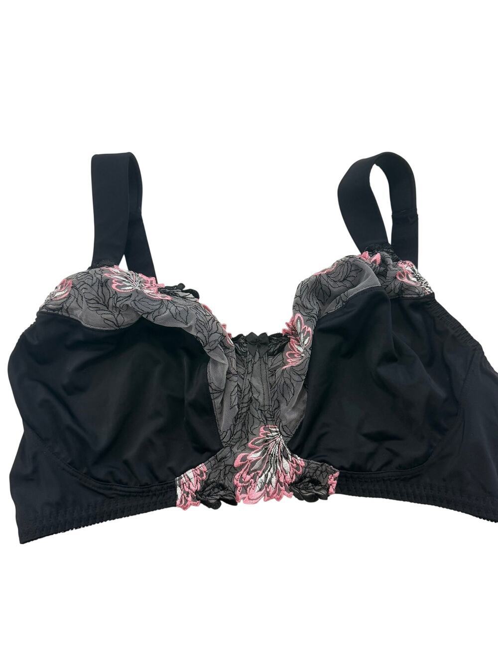 Curve Muse Plus Bra Black Pink Lace Size 48DDDD NEW Back Close Adjustable Strap